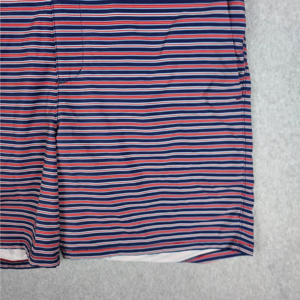 Lands' End Mens Large (36-38) Swim Shorts/Trunks Red White Navy Stripe